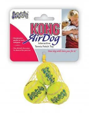 KONG AirDog Squeaker Balls – Durable tennis ball dog toy with squeaker for small dogs.